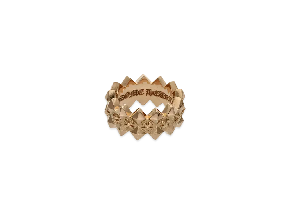 Chrome Hearts 22K Double Pyramid Plus Band Ring "Yellow Gold""