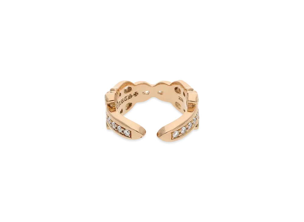 Chrome Hearts 22K Double Dagger Open Pave Diamond Ring "Yellow Gold""