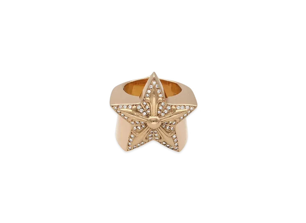 Chrome Hearts 22K Large Star Pave Diamond Ring "Yellow Gold"