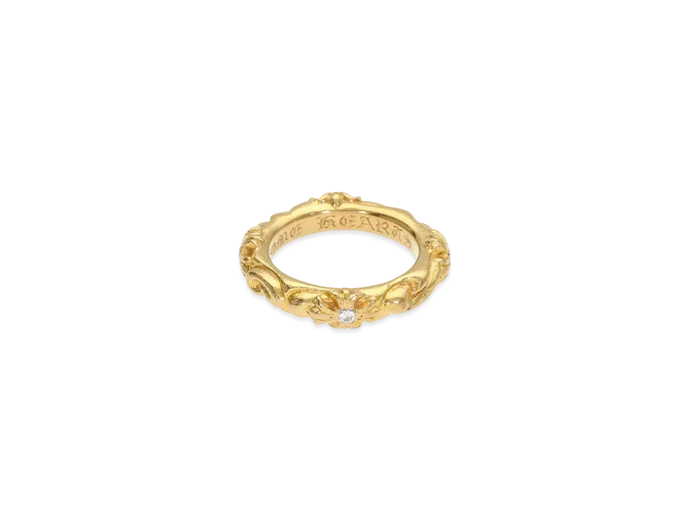 Chrome Hearts 22K SBT Band 4 Point Diamond Ring "Yellow Gold"