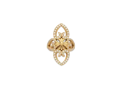 Chrome Hearts 22K Filigree Heart Pave Diamond Ring "Yellow Gold"