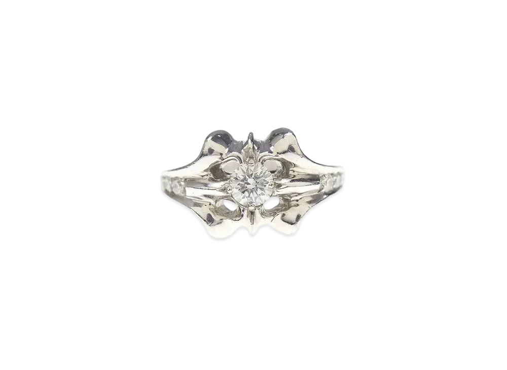 Chrome Hearts 18K SKT Band Pave Diamond Ring "White Gold"