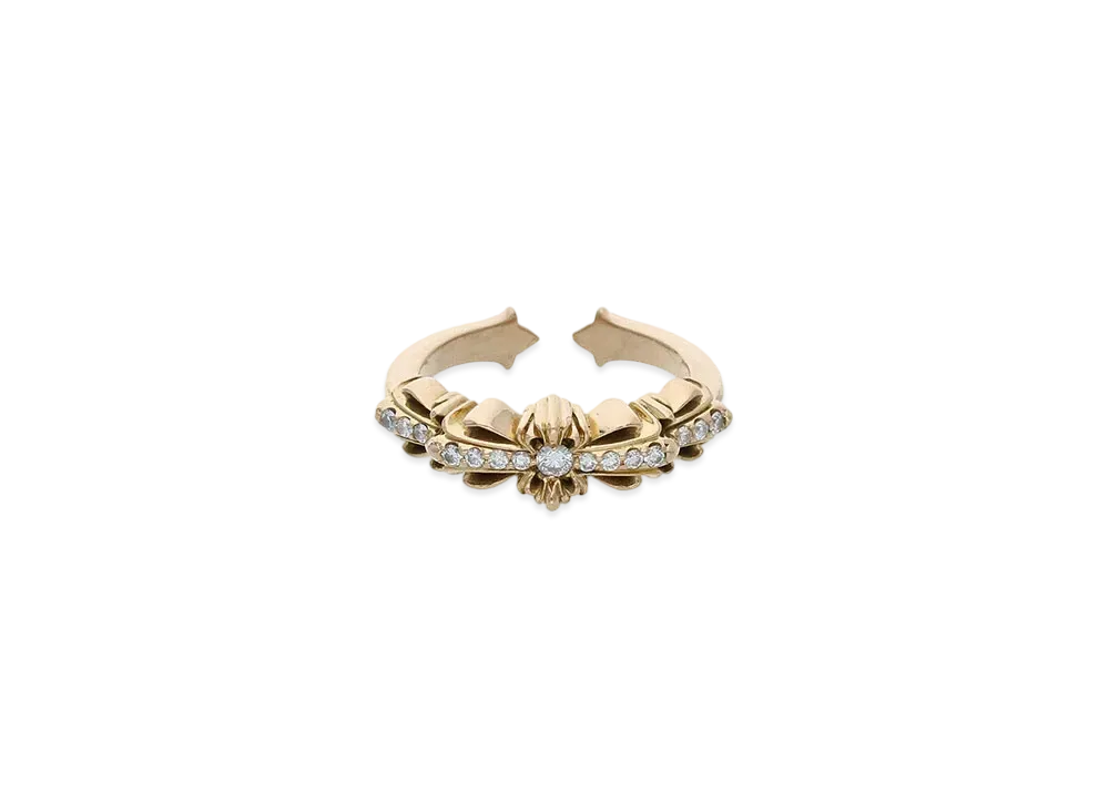 Chrome Hearts 22K Baby Classic Double Floral Pave Diamond Ring "Yellow Gold"
