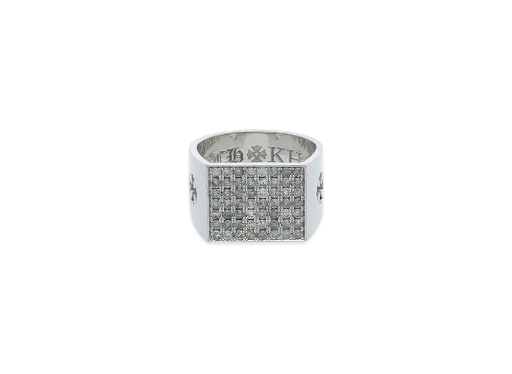 Chrome Hearts 18K Cigar Band Pave Diamond Ring "White Gold"