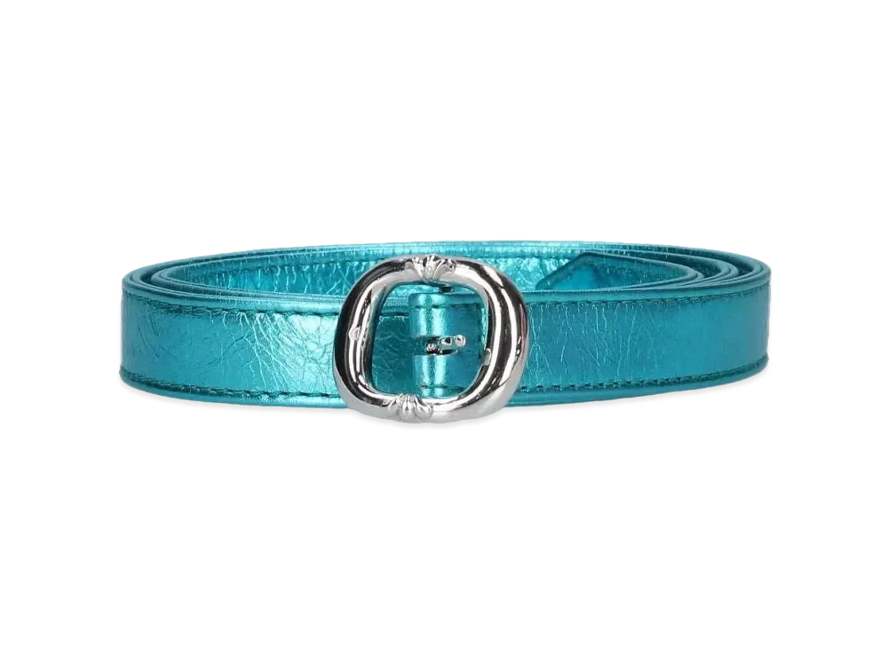 Chrome Hearts Gunslinger Novelty Leather Narrow Belt "Metallic Blue/Silver"