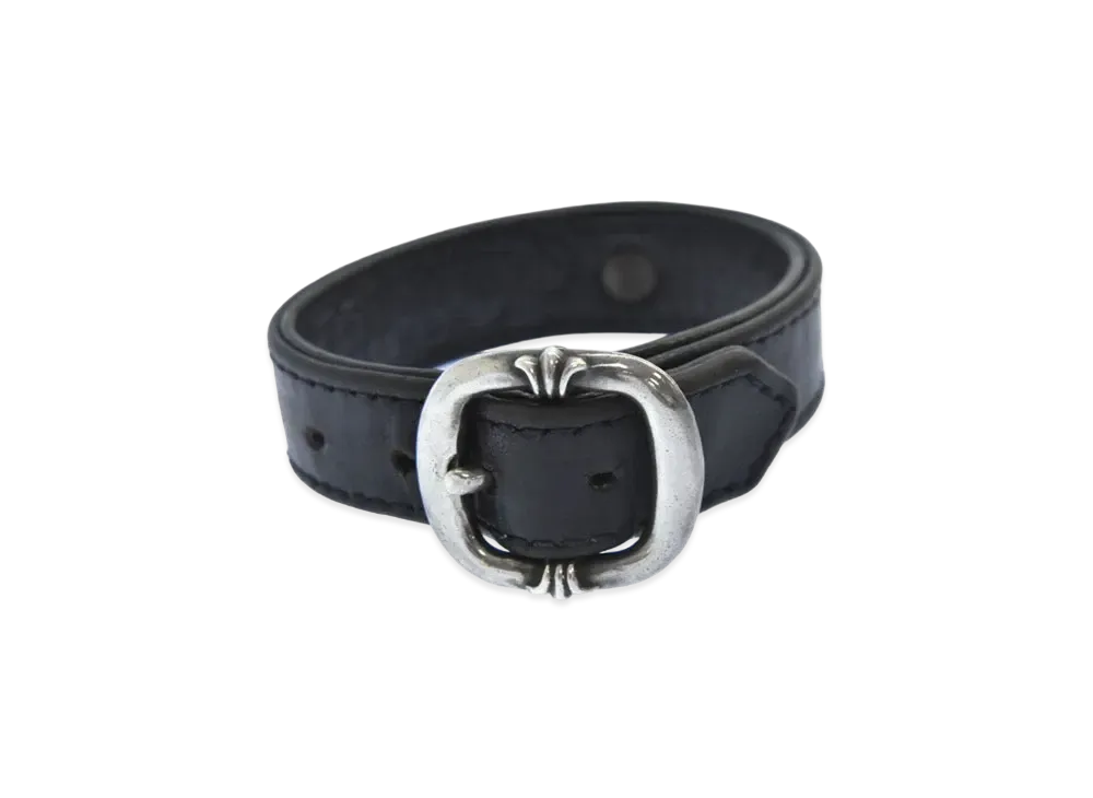 Chrome Hearts Gunslinger Cross Ball Leather Bracelet "Black"