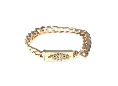 Chrome Hearts 22K Baby ID Floral Cross Pave Diamond Bracelet "Yellow Gold"