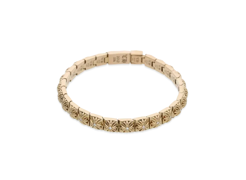 Chrome Hearts 22K Pyramid Plus Link 1/4 Diamond Bracelet "Yellow Gold"