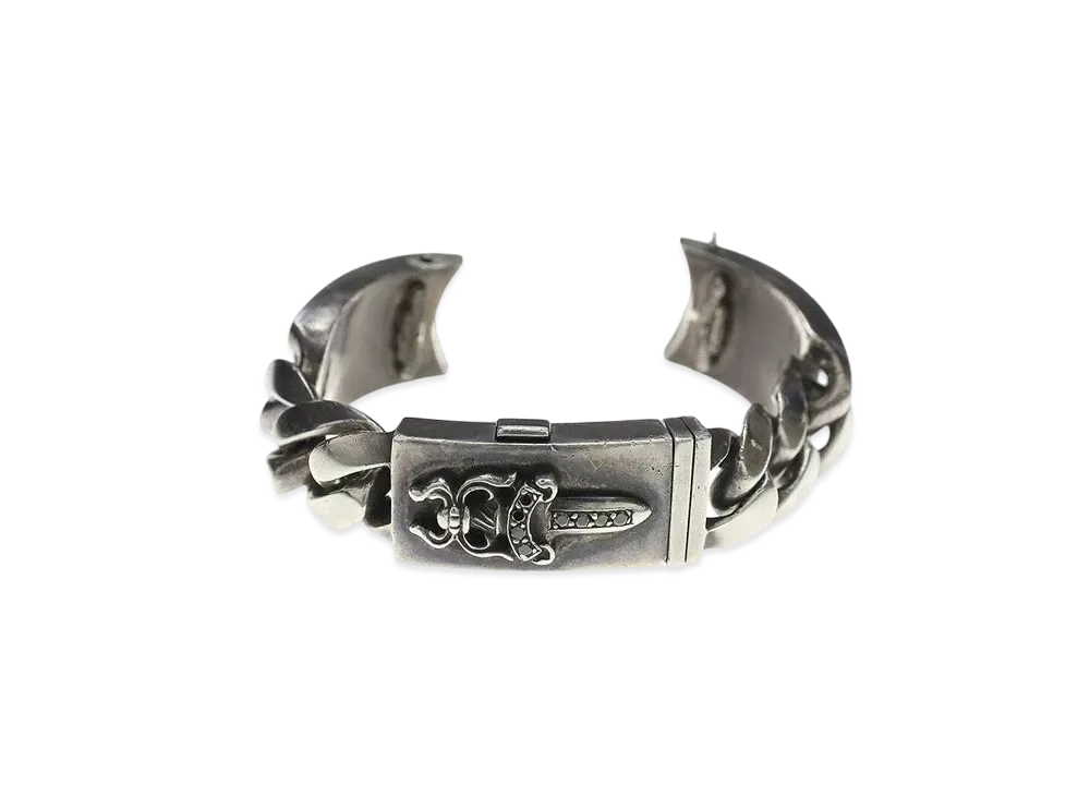 Chrome Hearts Dagger W Diamond ID Classic Link Watch Bracelet "Silver/Black"