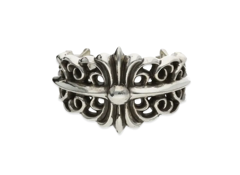 Chrome Hearts Floral Cross Bisected Cuff "Silver"