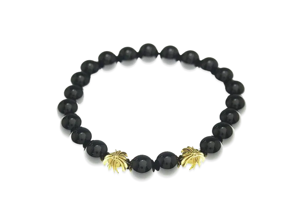 Chrome Hearts 8mm Beads 22K Tolmarin Bracelet "Yellow Gold/Black"