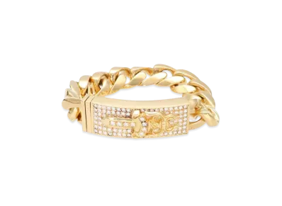Chrome Hearts 22K Dagger ID Classic Link Pave Diamond Bracelet "Yellow Gold"