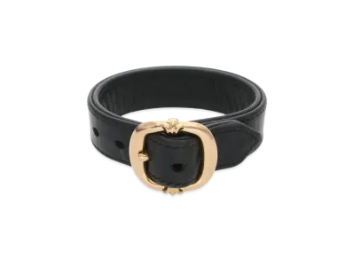 Chrome Hearts 22K Gunsling Gloss Ball Leather Bracelet "Black/Yellow Gold"