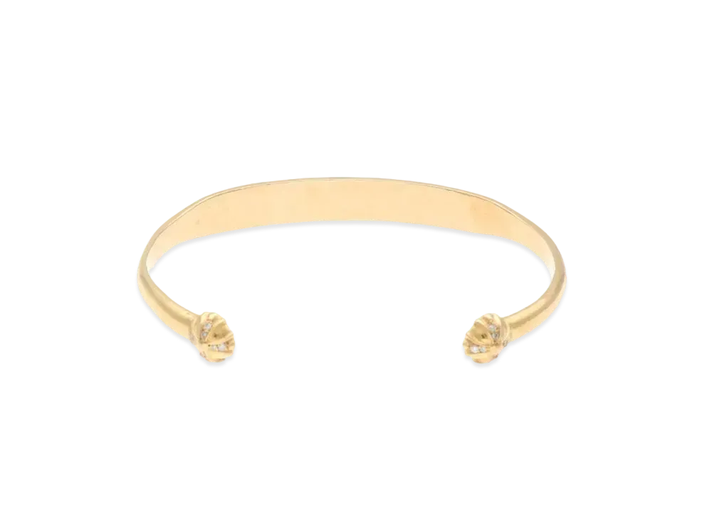 Chrome Hearts 22K Plain Flat Pave Diamond Bangle "Yellow Gold"