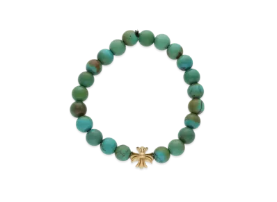 Chrome Hearts 22K 8mm Beads Bracelet "Turquoise Blue/Yellow Gold"