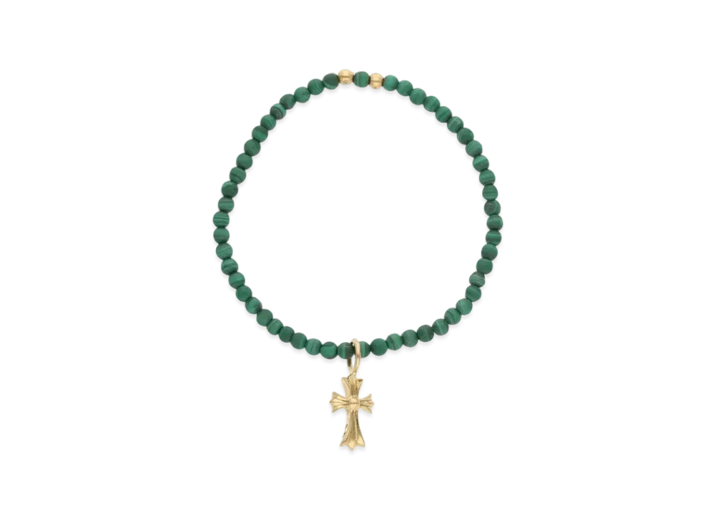 Chrome Hearts 22K 4mm Beads Bracelet "Yellow Gold/Green"