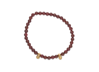 Chrome Hearts 22K 4mm Foti Garnet Beads Bracelet "Brown/Yellow Gold"