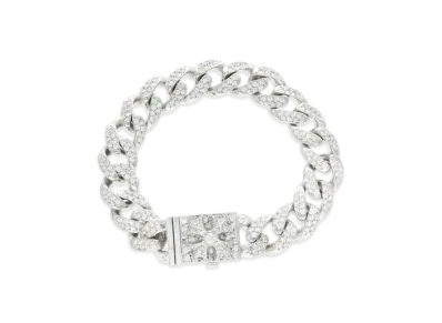Chrome Hearts 18K CH X Box ID Small Classic Pave Diamond Bracelet "White Gold"
