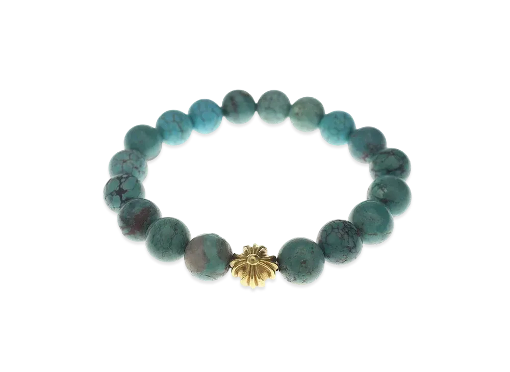 Chrome Hearts 22K 10mm Beads Bracelet "Yellow Gold/Turquoise Blue"