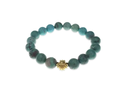 Chrome Hearts 22K 10mm Beads Bracelet "Yellow Gold/Turquoise Blue"