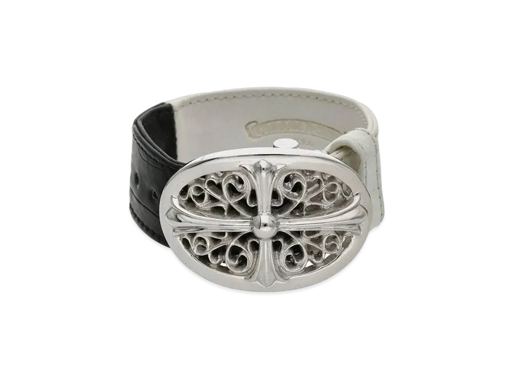 Chrome Hearts Classic Oval Croco Leather Bracelet "Silver/Black/White"