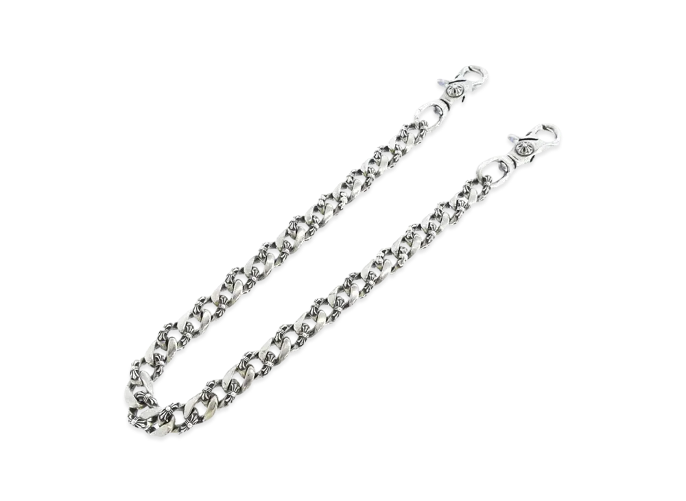 Chrome Hearts 2 Clip Fancy Wallet Chain Extra Long "Silver"