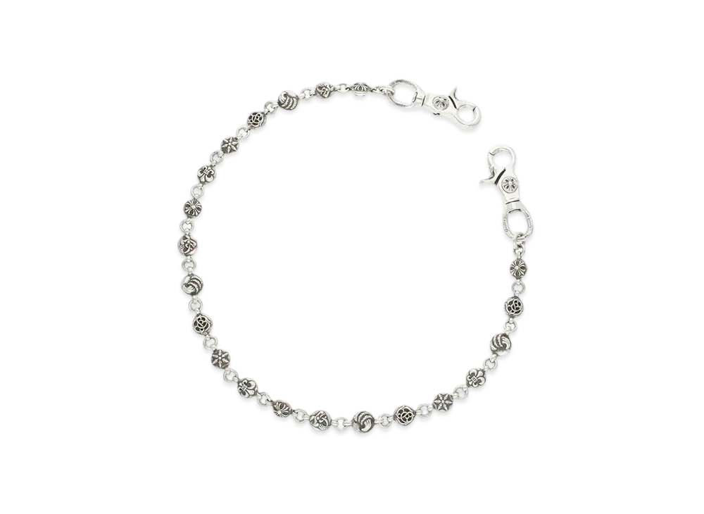 Chrome Hearts 2 Clip #2 Multi Ball Wallet Chain Long "Silver"