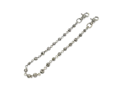 Chrome Hearts 2 Clip #1 Multi Ball Wallet Chain Long "Silver"