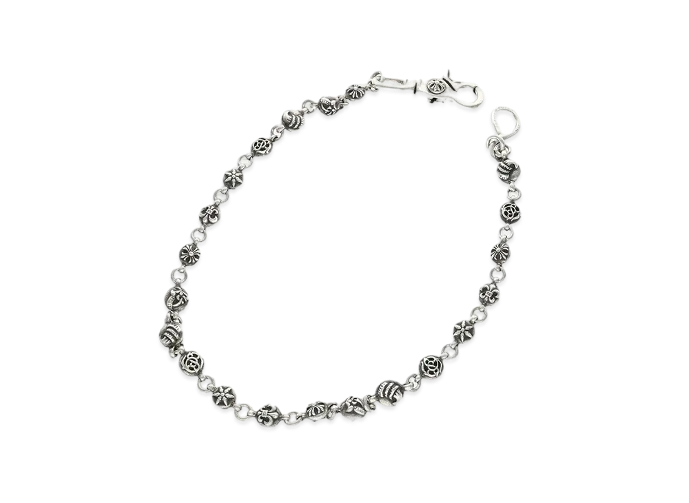 Chrome Hearts 1 Clip #2 Multi Ball Wallet Chain Long "Silver"