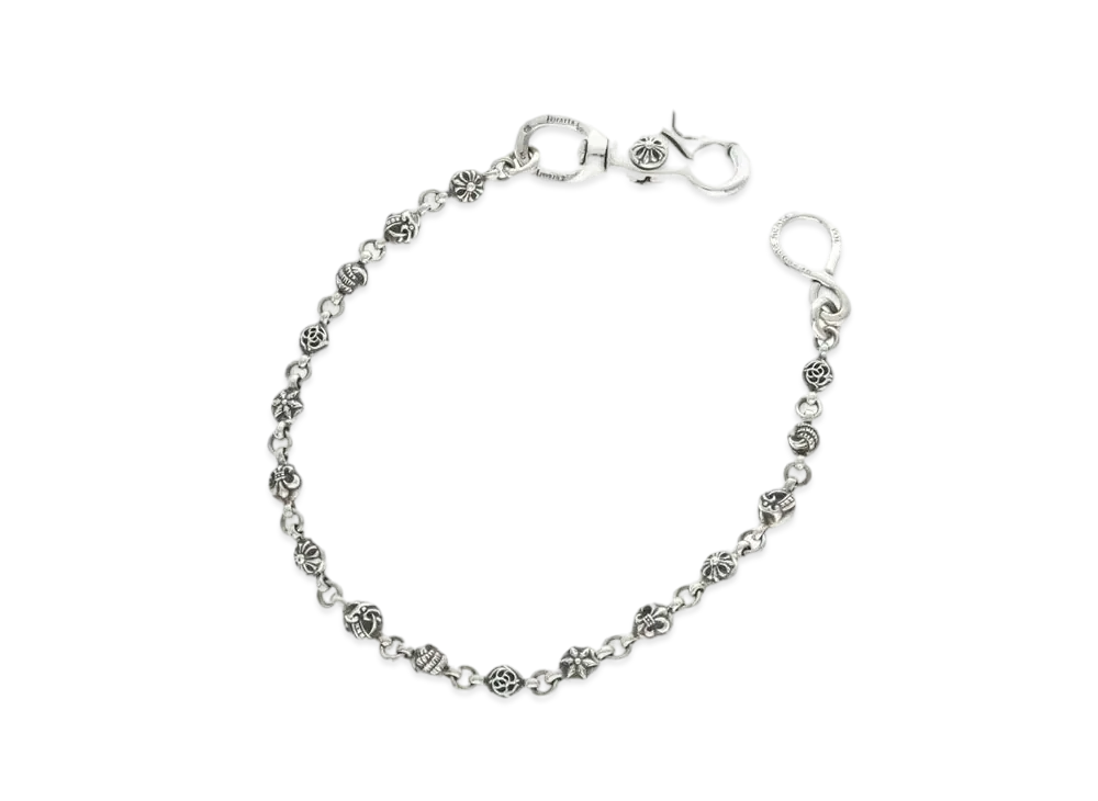 Chrome Hearts 1 Clip #1 Multi Ball Wallet Chain Short "Silver"