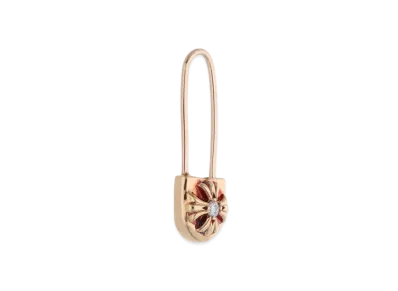 Chrome Hearts 22K CH Plus R Safety Pin 1 Diamond Earrings "Yellow Gold"