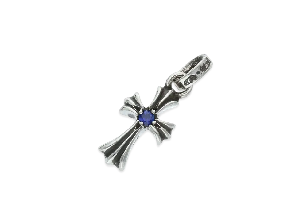 クロムハーツ クロス ベイビーファット 1サファイア チャーム "シルバー"