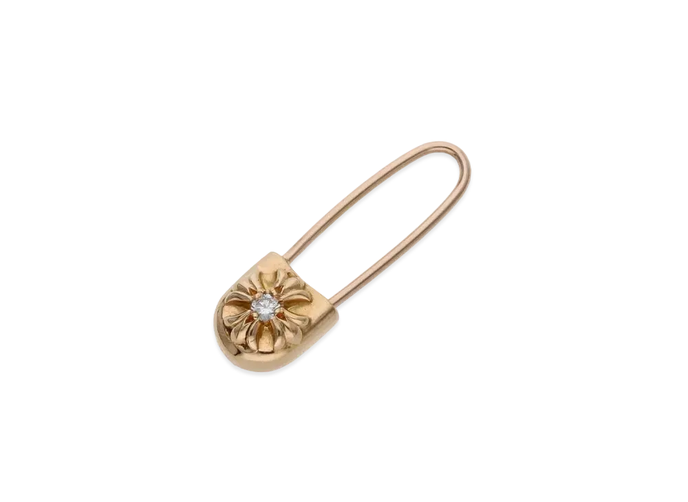 Chrome Hearts 22K Small Safety Pin 1 Diamond Charm "Yellow Gold"