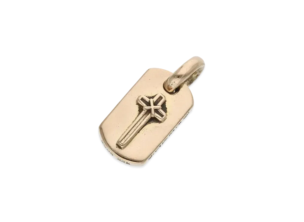 Chrome Hearts 22K Maple Soap Cross Dog Tag Charm "Yellow Gold"