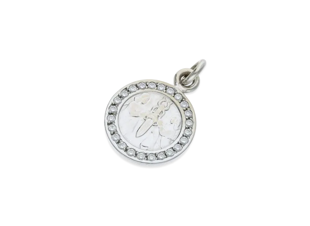 Chrome Hearts 18K Angel Medal Pave Diamond Charm "White Gold"