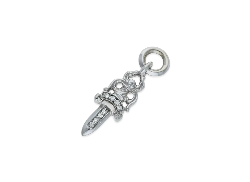 Chrome Hearts 18K #5 Dagger Charm Pave Diamond Charm "White Gold"