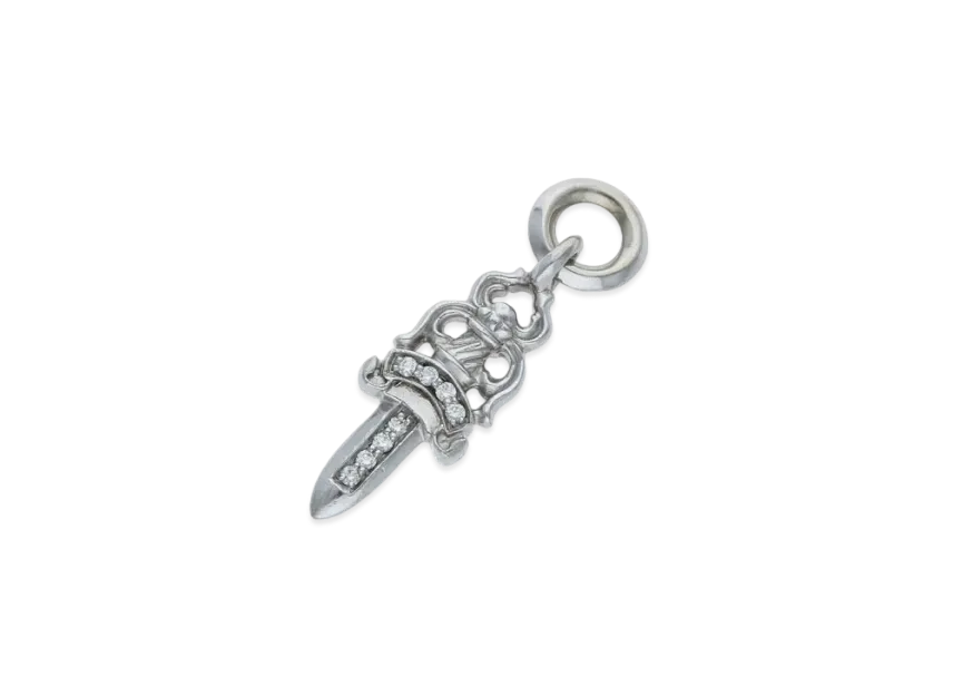 Chrome Hearts 18K #5 Dagger Charm Pave Diamond Charm Chrome Hearts 18K #5 Dagger Charm Pave Diamond Charm