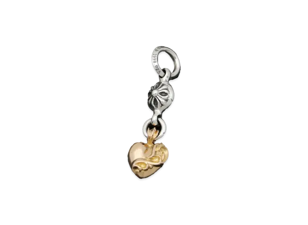 Chrome Hearts 22K 1 Ball Heart Charm Pendant "Yellow Gold/Silver"