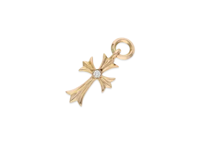 Chrome Hearts 22K Tiny CH Cross 1 Diamond Charm "Yellow Gold"