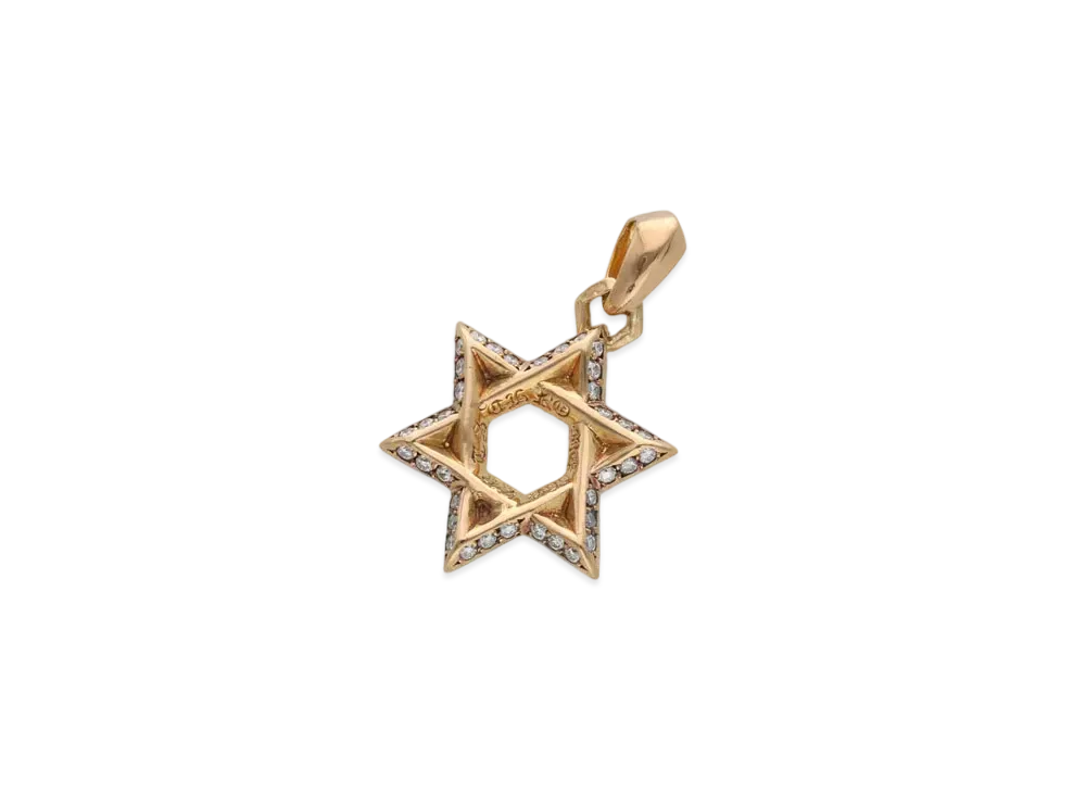 Chrome Hearts 22K Star Of David Pendant Pave Diamond/ Necklace Top "Yellow Gold"