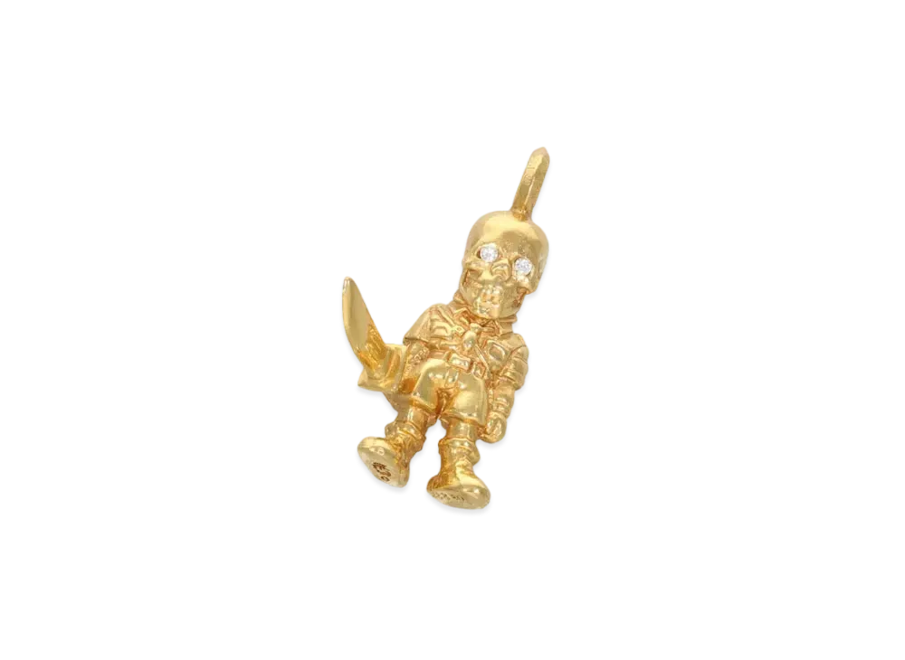 Chrome Hearts 22K Foti Pepe Diamond Pendant Necklace Top "Yellow Gold"