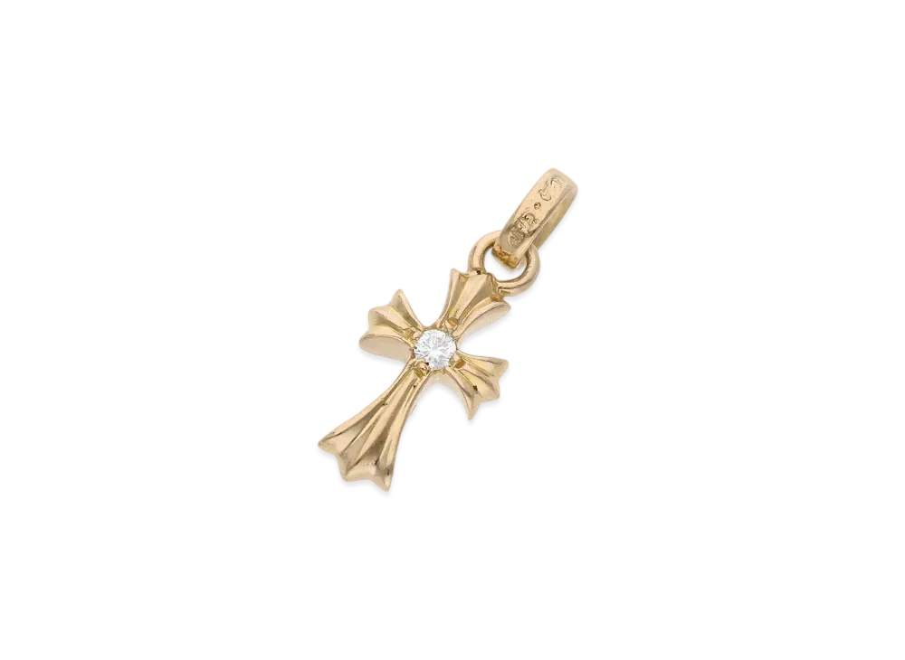クロムハーツ 22K ベイビーファット 両面1ダイヤモンド チャーム ネックレストップ "イエローゴールド"