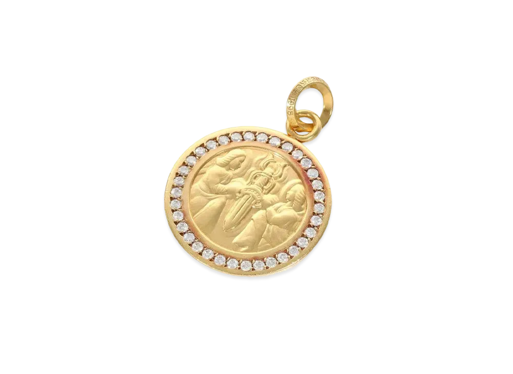 Chrome Hearts 22K Angel Medal Charm Pave Diamond Charm "Yellow Gold"