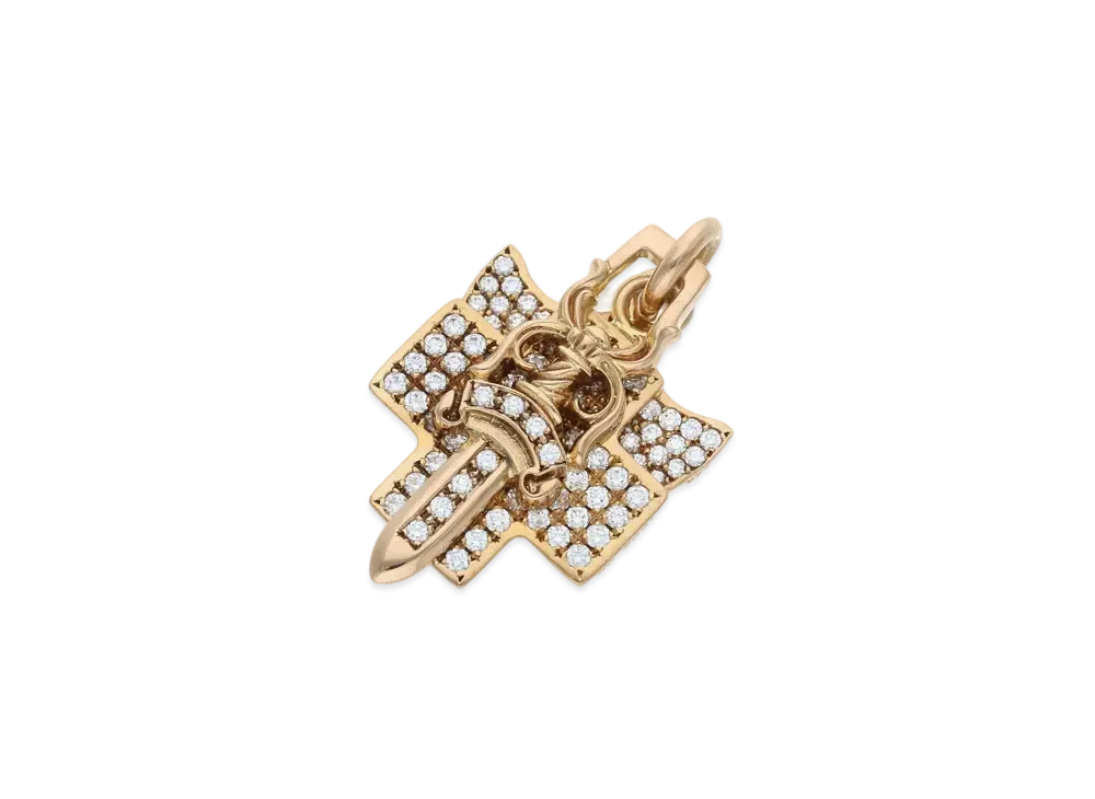 Chrome Hearts 22K 3 Trinkets Pave Diamond Charm "Yellow Gold"