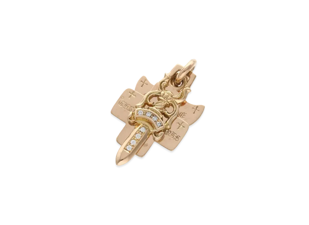 Chrome Hearts 22K 3 Trinkets Pave Diamond Charm "Yellow Gold"