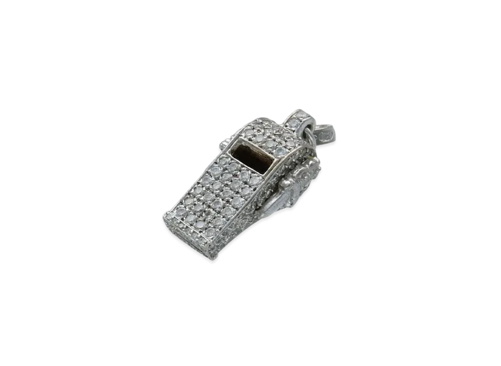 Chrome Hearts 18K Tiny Whistle Pave Diamond Charm "White Gold"