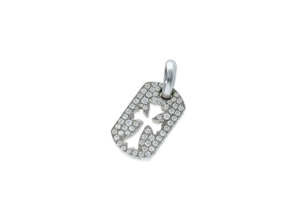 Chrome Hearts 18K Tiny Cut Out Cross Pave Diamond Charm "White Gold"