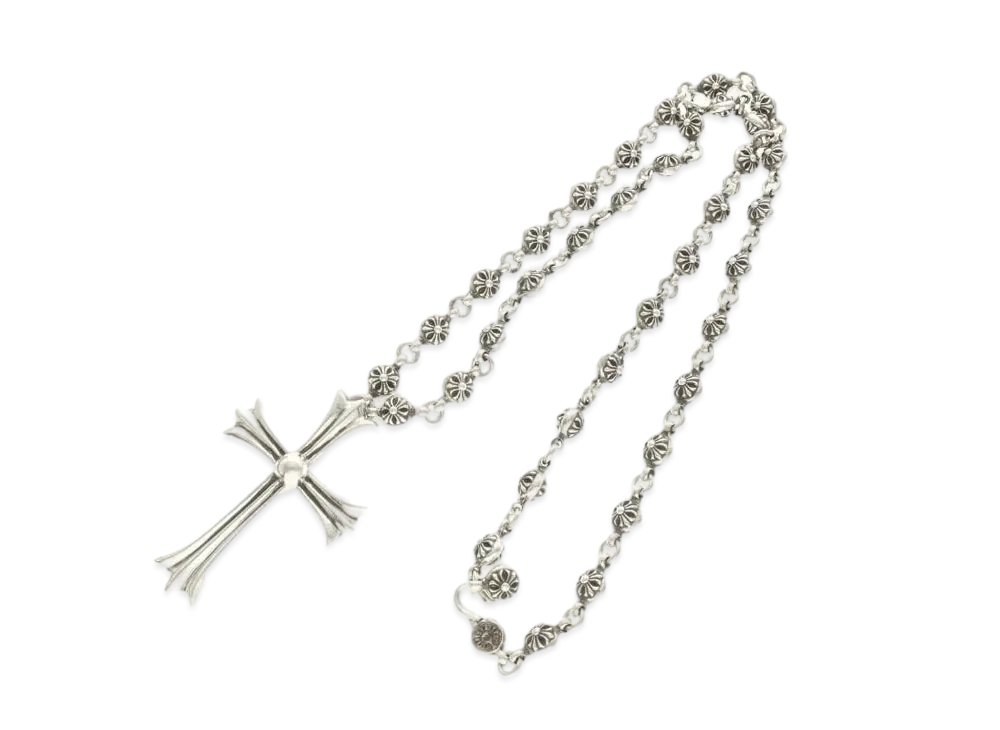 Chrome Hearts Large CH Cross #1 Crossball Chain Necklace "Silver"