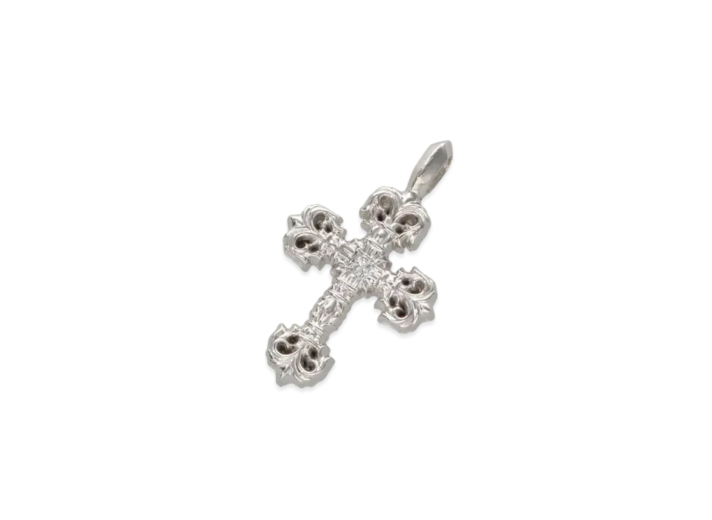 Chrome Hearts 18K 1 Diamond Tiny Filigrey Charm "White Gold"