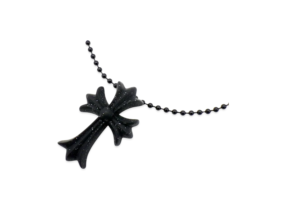 Chrome Hearts Rubber Small CH Cross Silicone Necklace "Black/Lame"
